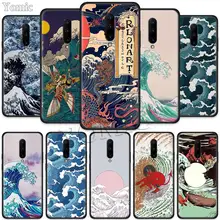 Wave Art Japanese Green Illust Black Soft Case for Oneplus 7 Pro 7 6T 6 Silicone TPU Phone Cases Cover Coque Shell