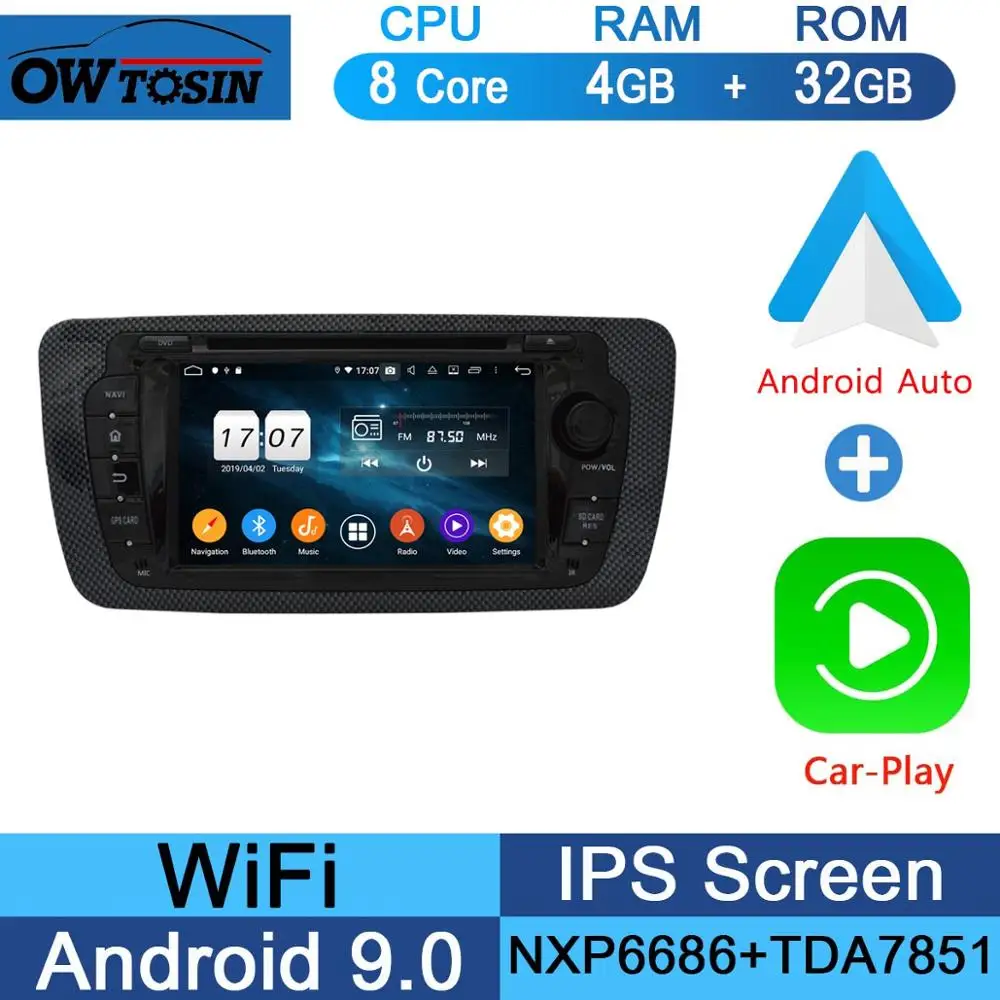 " ips 8 Core 4G+ 64G Android 9,0 автомобильный dvd-плеер для Seat Ibiza 2009 2010 2011 2012 2013 gps навигация радио DSP попугай BT - Цвет: 32G CarPlay Android