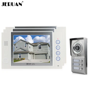 

JERUAN 8 inch video door phone doorbell intercom system IR kit Camera 3 house 1 outdoor video recording photo taking