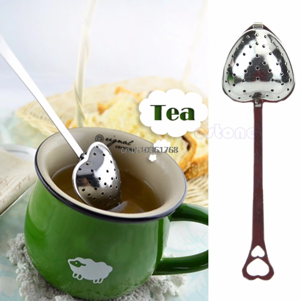 

1pcTea Infuser Spoon Strainer Steeper Heart Shape Stainless Steel Handle Shower #Y05# #C05#