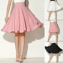Женская модная Однотонная юбка с эластичной талией, повседневная юбка с высокой талией, винтажная плиссированная юбка