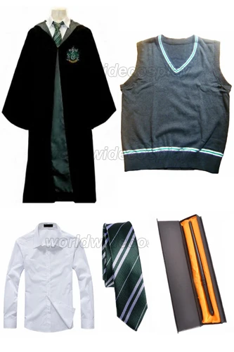 Бесплатная доставка Slytherin Косплей халат свитер рубашка галстук Draco Malfoy волшебная