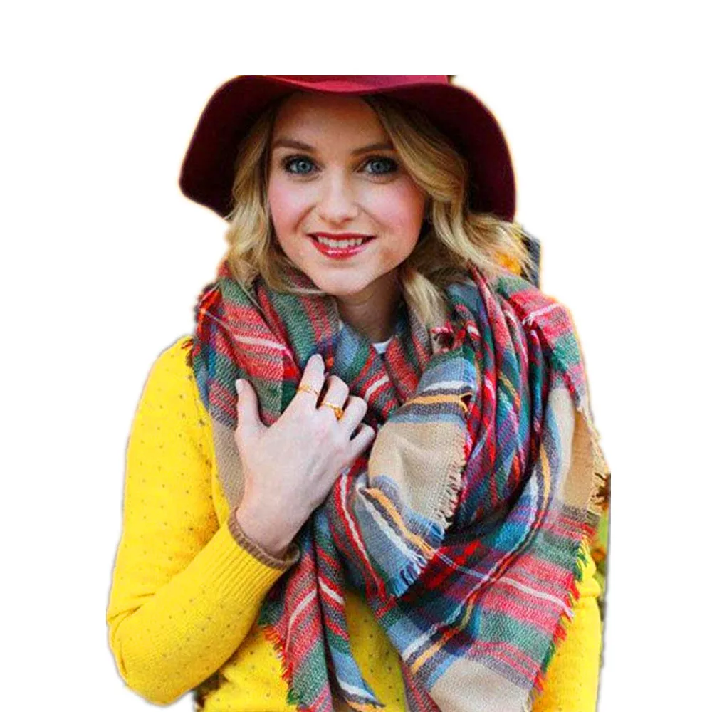 New Tassel Scarf Wrap Shawl Plaid Cozy Checked Women Lady Blanket Oversized font b Tartan b
