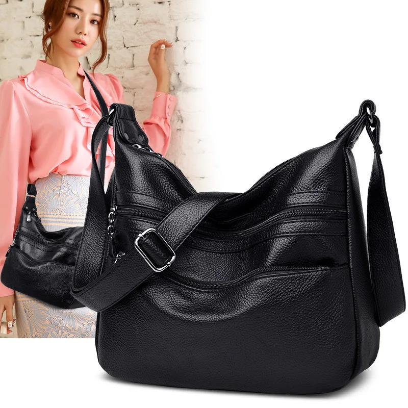 

Multi-pocket Female Shoulder Bag Luxury Designer Ladies Handbag High Quality Soft Washed PU Leather Bag For Women Crossbody Bags