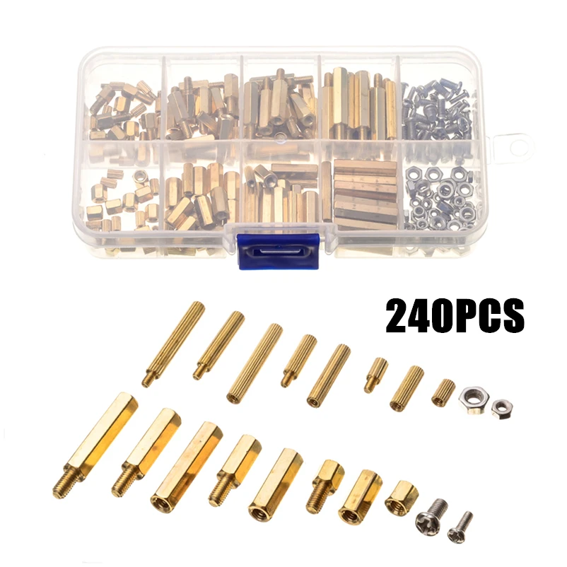 120PC M3 Brass Pillars Standoffs Circuit Board PCB Nut Screws Hex Kit 3917798