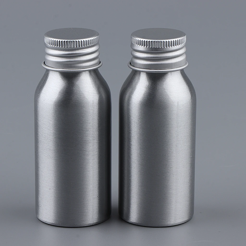 Pack 0of 2 Aluminum Bottle & Wide Mouth & Lids for Powders,Tea,Spice,Pills