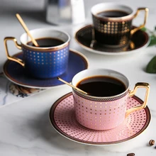 250 мл Золотая точка костяного фарфора кофейная чайная чашка и блюдце позолоченная Роскошная чайная чашка gfit с золотой ложкой