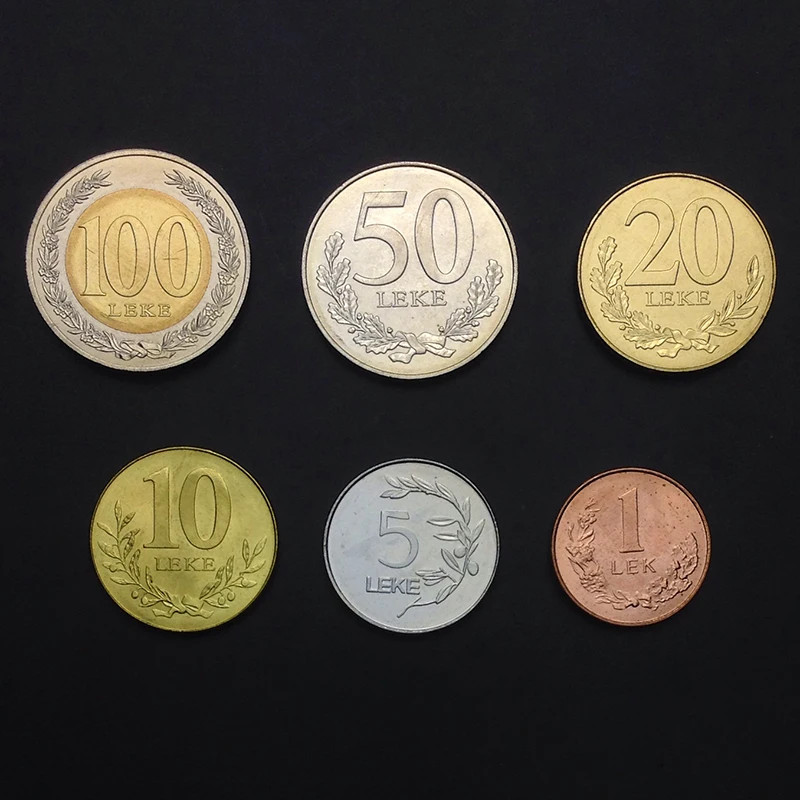 SET OF ALBANIA COINS 5 LEKE 1 LEK 50 20 10 5 1/2 QINDARKA ALUMINIUM COIN 7 PCS 