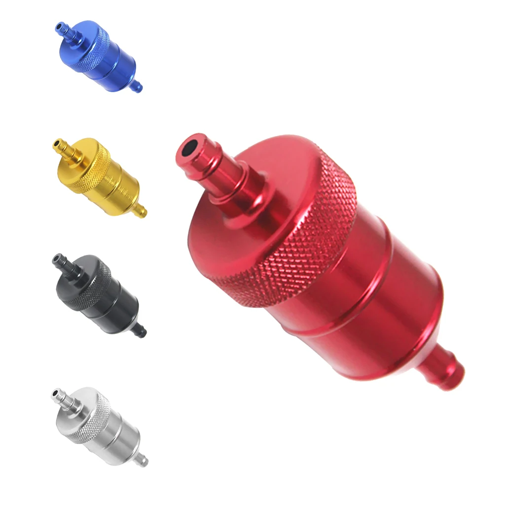 

8mm 5/16'' Universal Chrome Aluminum Fuel Filter Car Petrol Diesel Inline