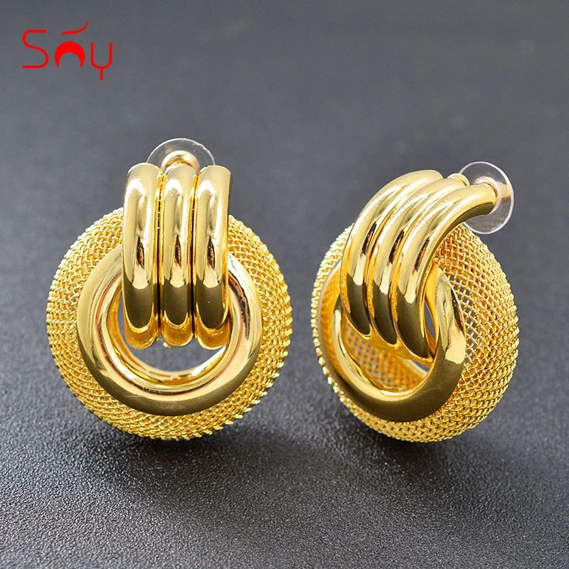 Солнечный ювелирные изделия классический большие круглые серьги для Для женщин стильные серьги-гвоздики для свадебный подарок Лидер продаж медная фурнитура ювелирных изделий