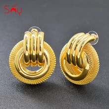Солнечный ювелирные изделия классический большие круглые серьги для Для женщин стильные серьги-гвоздики для свадебный подарок Лидер продаж медная фурнитура ювелирных изделий