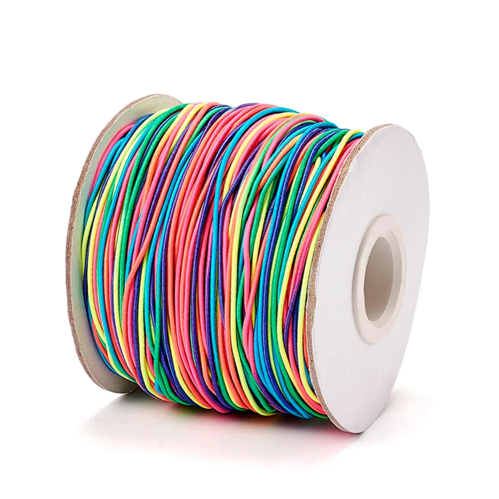 

1mm 2mm Round Elastic Fibre Thread Cord Colorful with Nylon Outside and Rubber Inside for DIY Jewelry Making