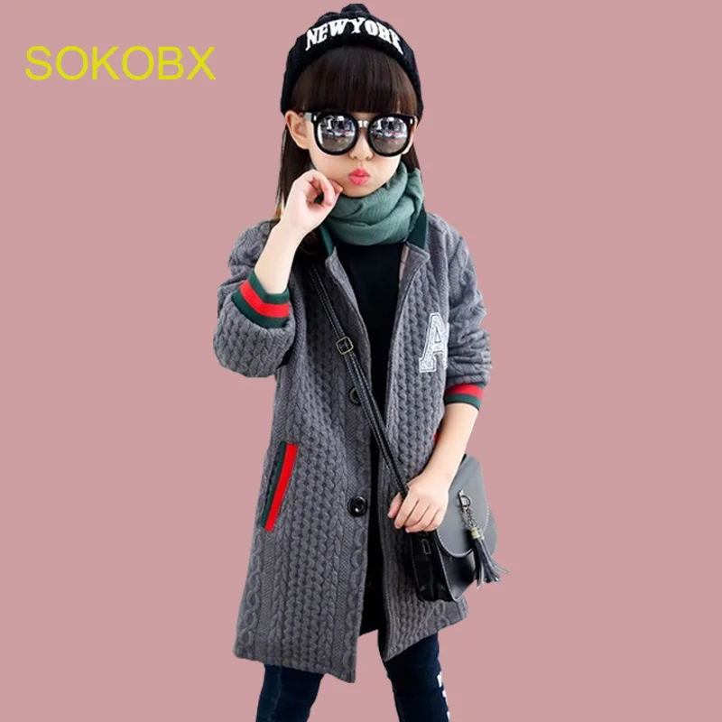 

Novelty Autumn Winter 2017 Baby Girls Jacket Coats Cute Kids Jacket Thick Knitted Children Outerwear Jacket knitwear
