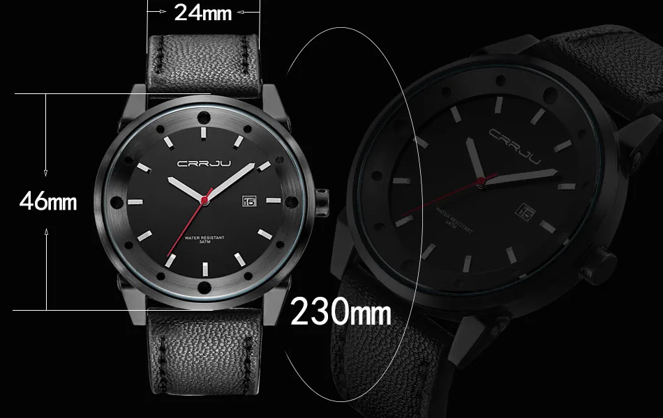 Мода CRRJU для мужчин Дата сплав чехол Синтетическая кожа аналоговые кварцевые спортивные часы мужские часы лучший бренд класса люкс Relogio Masculino