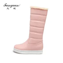 fanyuan winter Knee High Women Boots Warm Winter pu leather Fashion wedge warm snow Boots MID heel Women Shoes Size 34-43 цена fanyuan winter Knee High Women Boots Warm Winter pu leather Fashion wedge warm snow Boots MID heel Women Shoes Size 34-43 цены онлайн