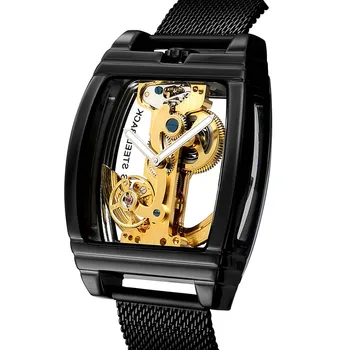 

Top Watches Men Automatic Luxury Tourbillon Skeleton Watch Mechanical Black Brown Leather Dress Wristwatches Bridge Clock Man