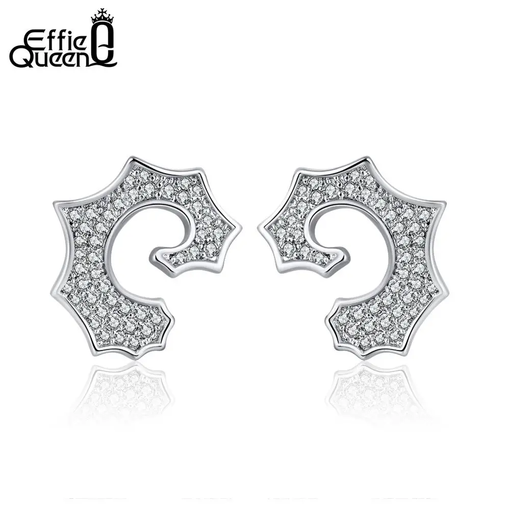 

Effie Queen Fashion Women Stud Earrings Conch Sea Seall With AAA Cubic Zircon Silver Color Earring Jewelry Aretes De Mujer DE210
