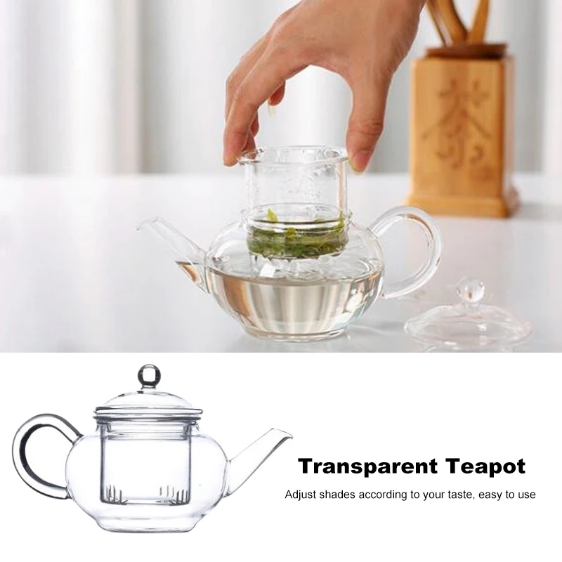 Прозрачный чайник из термостойкого стекла с китайским заварочным чайником, кофейным цветком, листьями, травяным горшком, 250 мл, прочный чайник, подарок