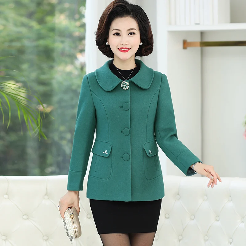 

2018 Autumn New Women Wool Blend Coat Fashion Classic Single Breasted High-Quality Middle-Aged Women Outerwear & Coats T267