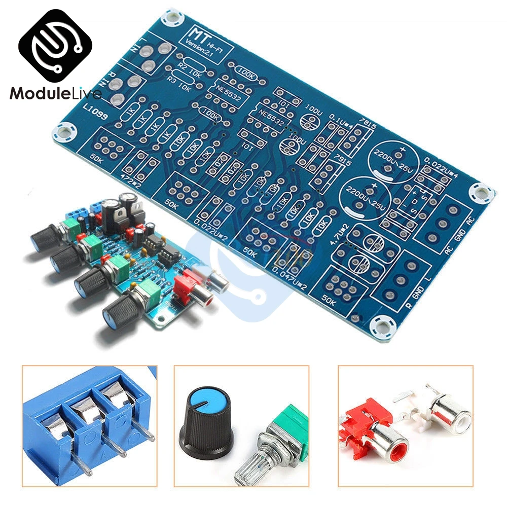 NE5532 OP-AMP HIFI усилитель предусилитель громкости тон эквалайзер плата управления DIY наборы 112x68x23 мм электрические модули платы