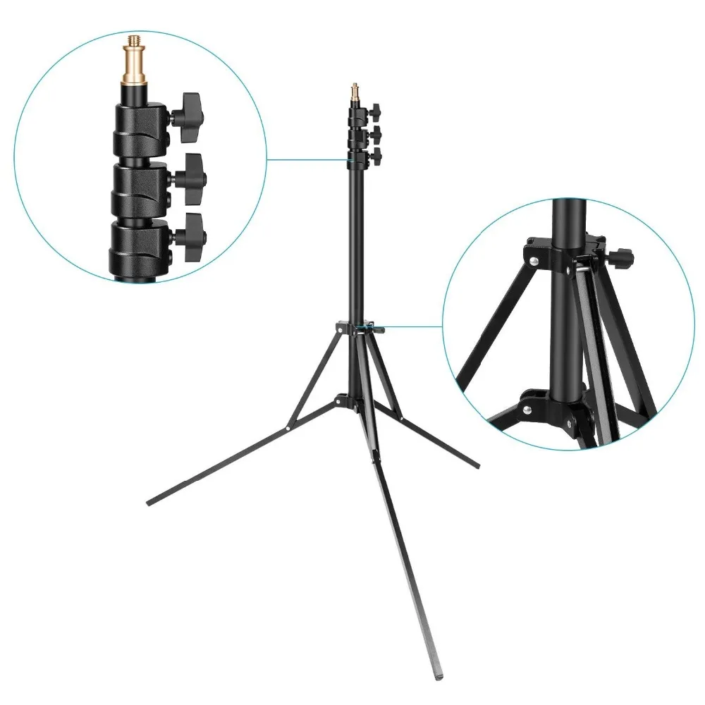  Photo Studio Ring Light Stand Adjustable 35-83 inches/88-211 centimeters Aluminum Alloy Heavy Duty 