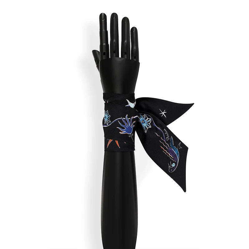 

New Design Skinny Scarf Constellation Print Women Silk Scarf Small Handle Bag Ribbons Female Head Scarves & Wraps