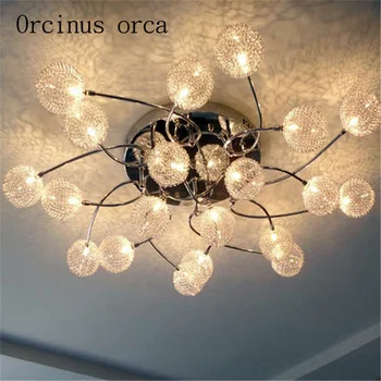 

Bedroom lamp LED warm romantic room light simple modern round iron art lamp creative living room ceiling lamp