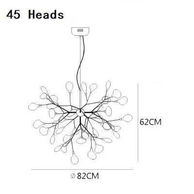 Постмодерн творческая люстра Светлячок, Скандинавское искусство ресторан люстра личность вилла гостиная спальня лампа - Цвет абажура: 45 Heads