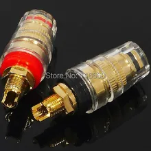 20 шт Медный позолоченный прямой Соединительный зажим, усилитель Кристалл ternminal, Банан Джек 10 шт черный+ 10 шт Красный для горячей продажи