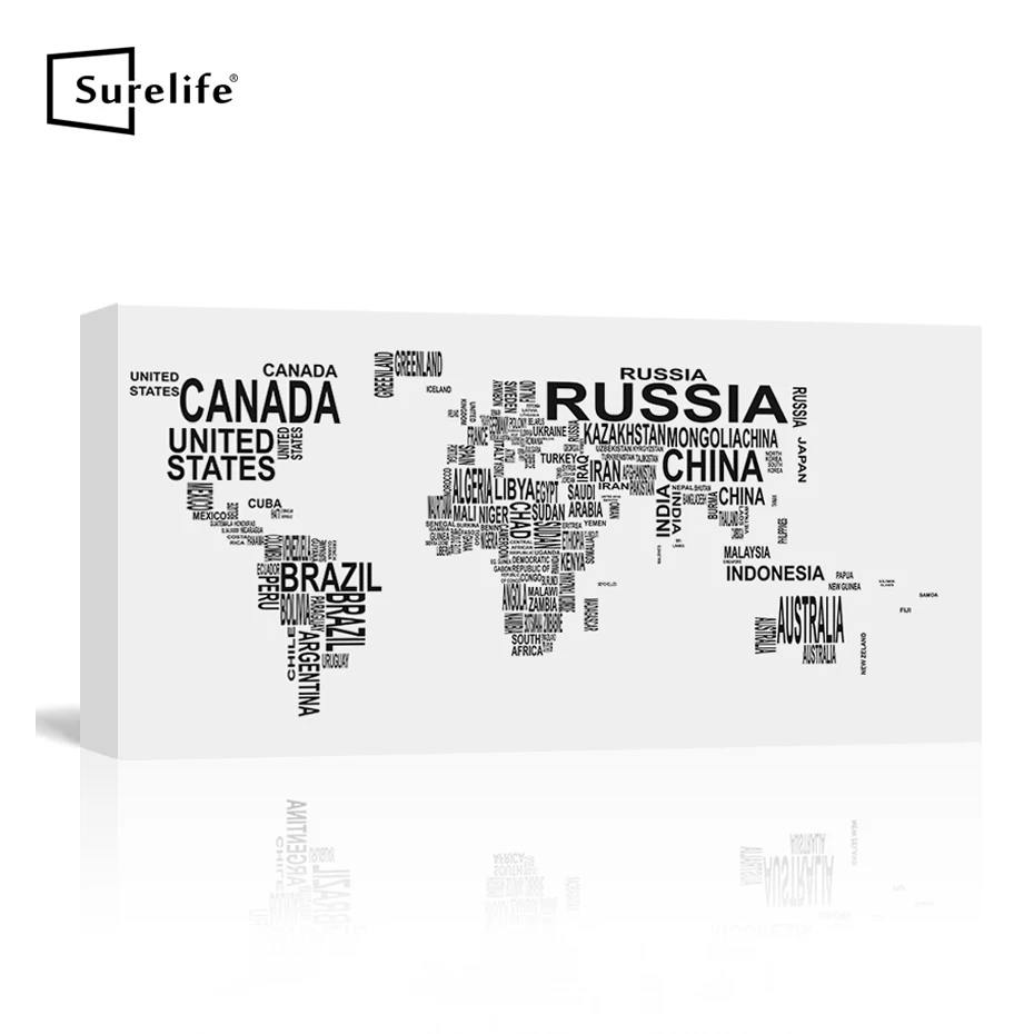 

Minimalist World Map Canvas Painting DIY Solid Pine Wood Frame for Pictures Stretched Poster Print Wall Art Home Decor