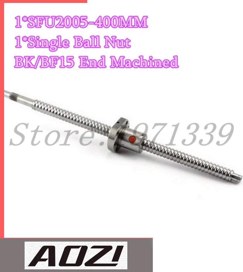 

New SFU2005 400mm RM2005 400mm Rolled Ball screw 1pc+1pc RM2005 Ball Nut +BK/BF15 Standard End Machined