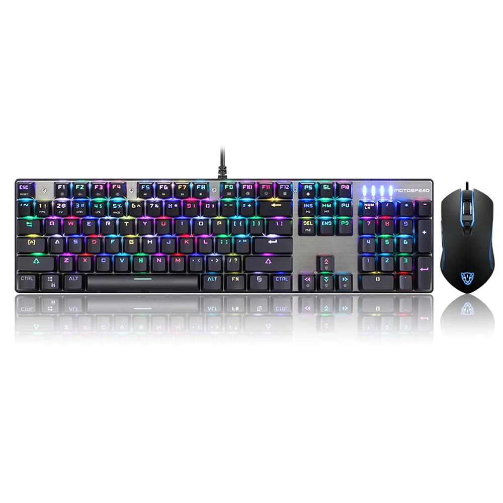 Motospeed CK888 Gaming Mechanical Keyboard + Adjustable DPI Mouse Set with 1.8m Cable for Computer