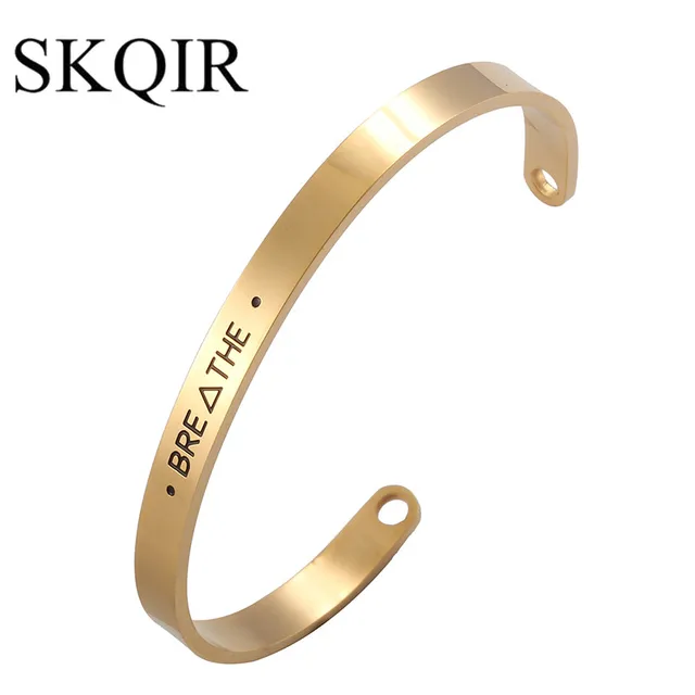 Skqir Newest Custom Name Bracelets 316l Stainless Steel Open Cuff Skqir Newest Custom Name Bracelets 316l Stainless Steel Open Cuff Bangle Fashion Women Female Inspirational Jewelry