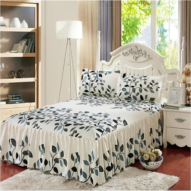 3pcs bed skirt Pillow cases floral modern sheet set bed skirt pillow