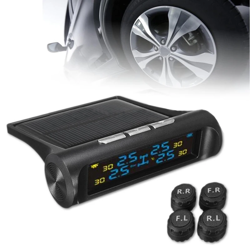 

LCD Car Wireless Solar TPMS Tire Pressure Monitoring System 4External Sensor Kit