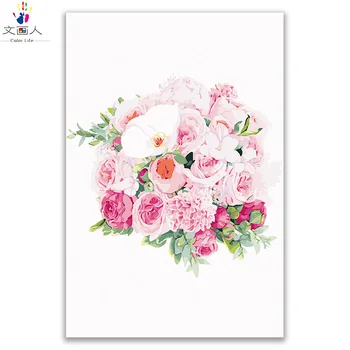 

plant flower oil painting rose picture by numbers canvas draw coloring by numbers flowers with paint kits with frame wall decor