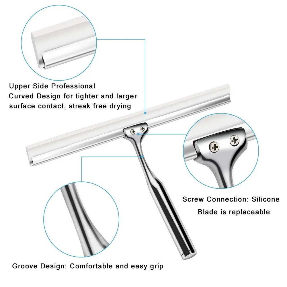 Стеклоочиститель из нержавеющей стали, щетка для душа, зеркальная щетка для ванной, большая площадь, может быть очищена одним тактом