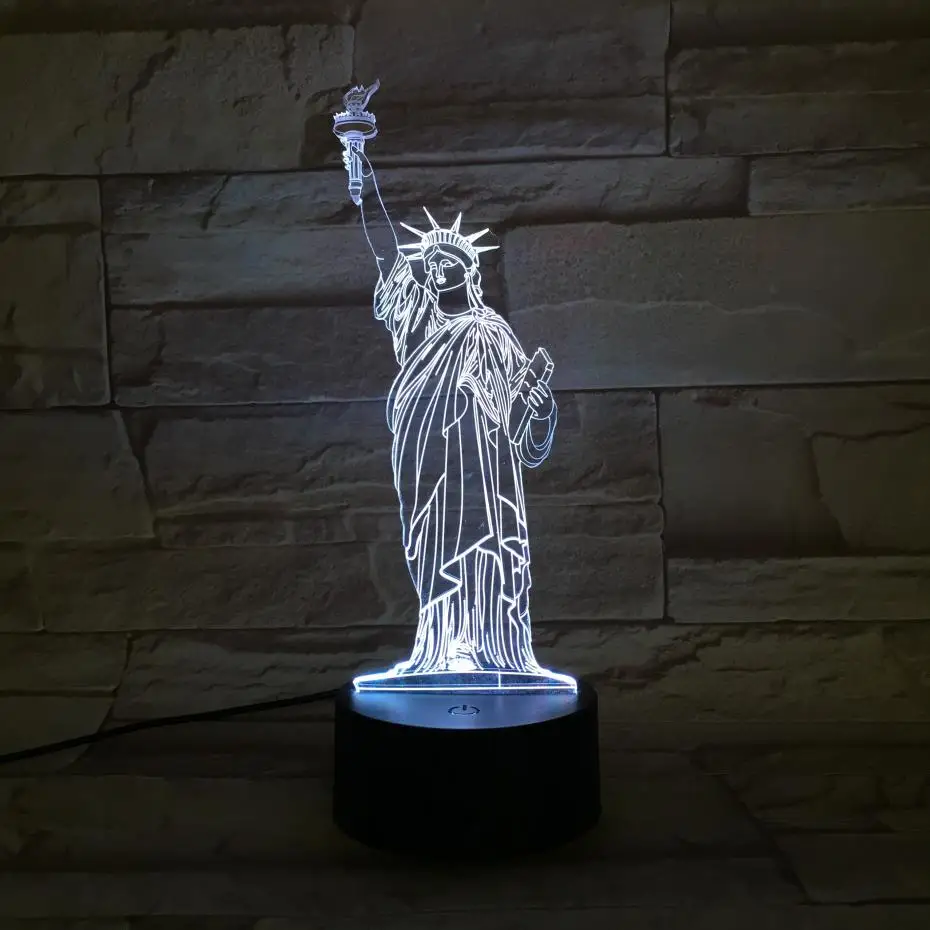 

Statue of Liberty LED Night Light 3D Illusion 7 Color Changing Decorative Light Child Kids Girl Gift Desk Night Lamp Bedside