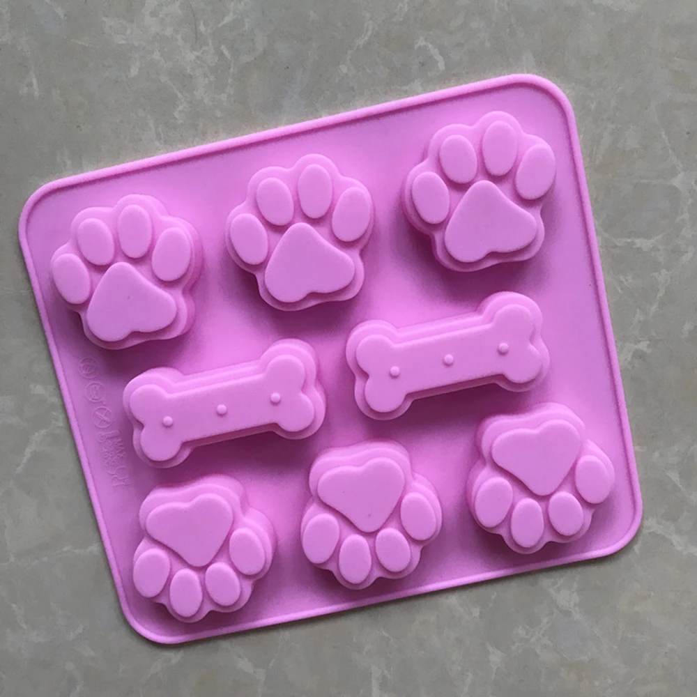 2-в-1 силиконовые формы для выпечки собаке кость собака след торта Еда Класс силиконовый Материал пресс-форма для выпечки инструмент Кухня творческий