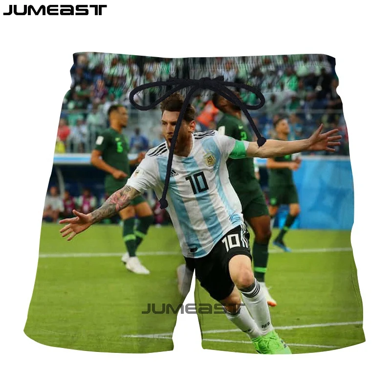 Jumeast Брендовые мужские/женские 3D принты "Футбол" Звезда Lionel Messi шорты летние быстросохнущие пляжные повседневные спортивные брюки короткие брюки