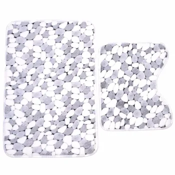 

2pcs bath mats and toilet non slip 40x50cm and 50x80cm/17.71x19.68in and 19.68x31.49in