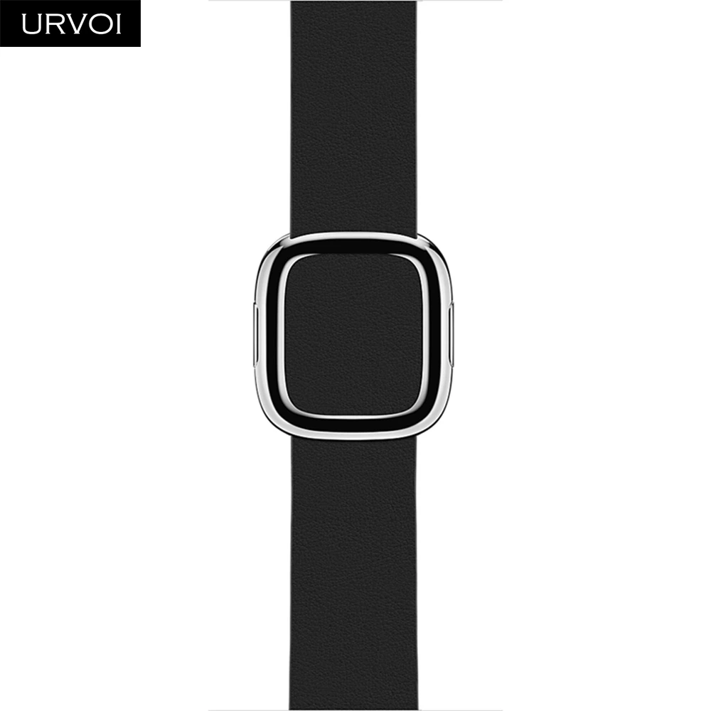 URVOI, современный ремешок с пряжкой для apple watch, серия 5, 4, 3, 2, 1, ремешок для iwatch, мягкий гладкий верх, зернистая кожа, удобный на ощупь - Цвет ремешка: Black