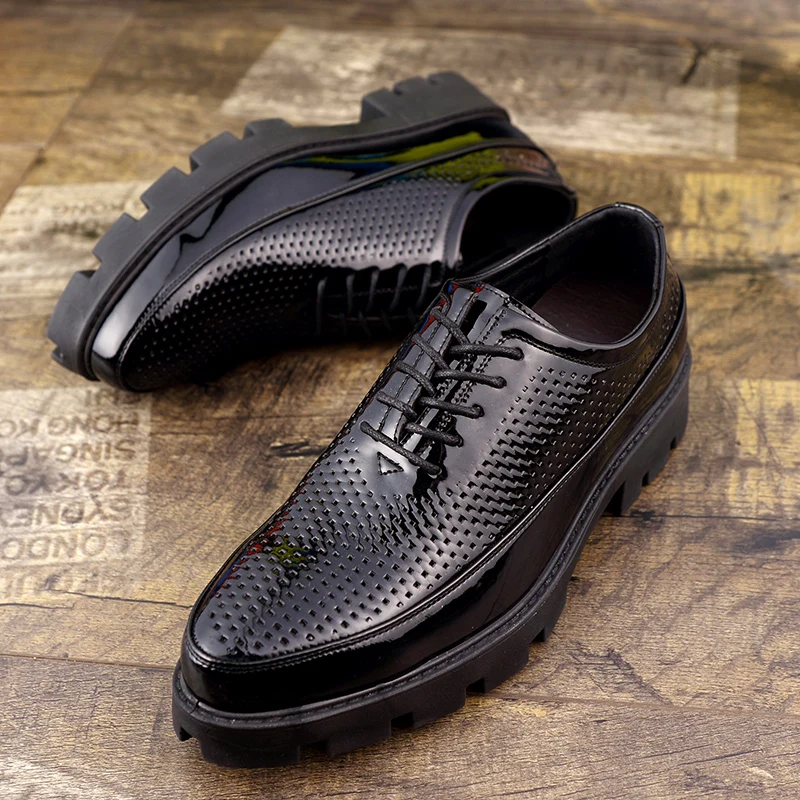 height increasing platform men shoes patent leather male footwear italian moccasins man designer breathable oxford shoes for men (2)