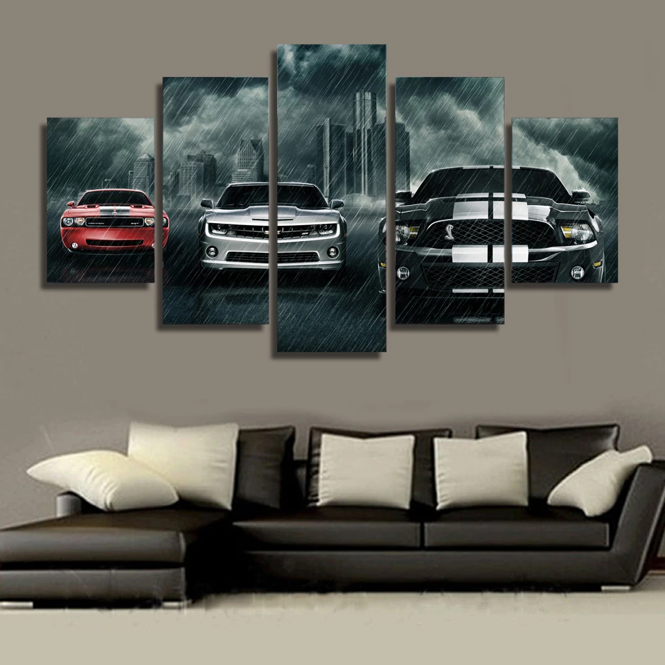 Canvas Poster Home Decor 5 Pieces Luxury Cars Racing car Paintings For
