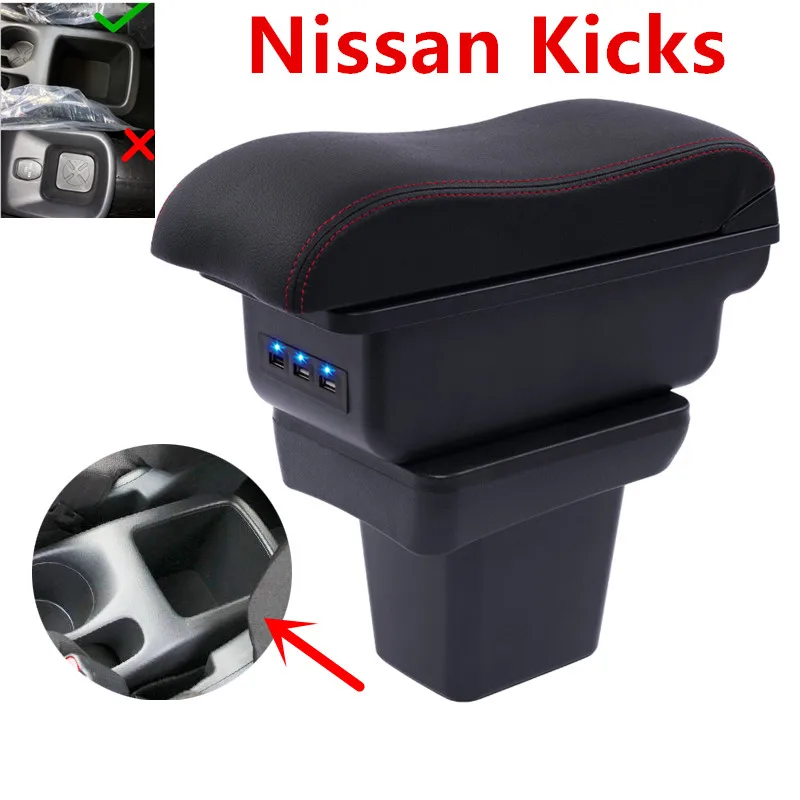 

For Nissan Kicks armrest box central Store content box with cup holder ashtray Generic model 2017 2018