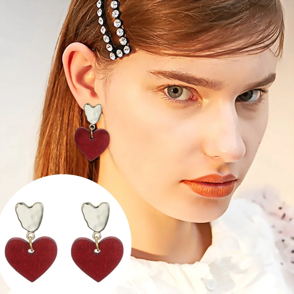 Модные серьги Match Right для женщин массивные подвески в форме сердца корейские