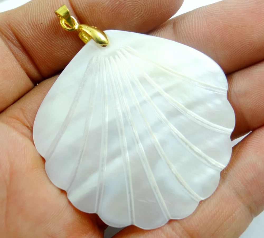 5pcs Natural Freshwater fan Shell Necklace Pendants For Jewelry Making