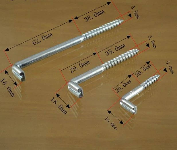 

6X65 6X100mm screw L shape photo frame hanger hooker self tapping electrical box wall fastener flat with sloted head wood bolt