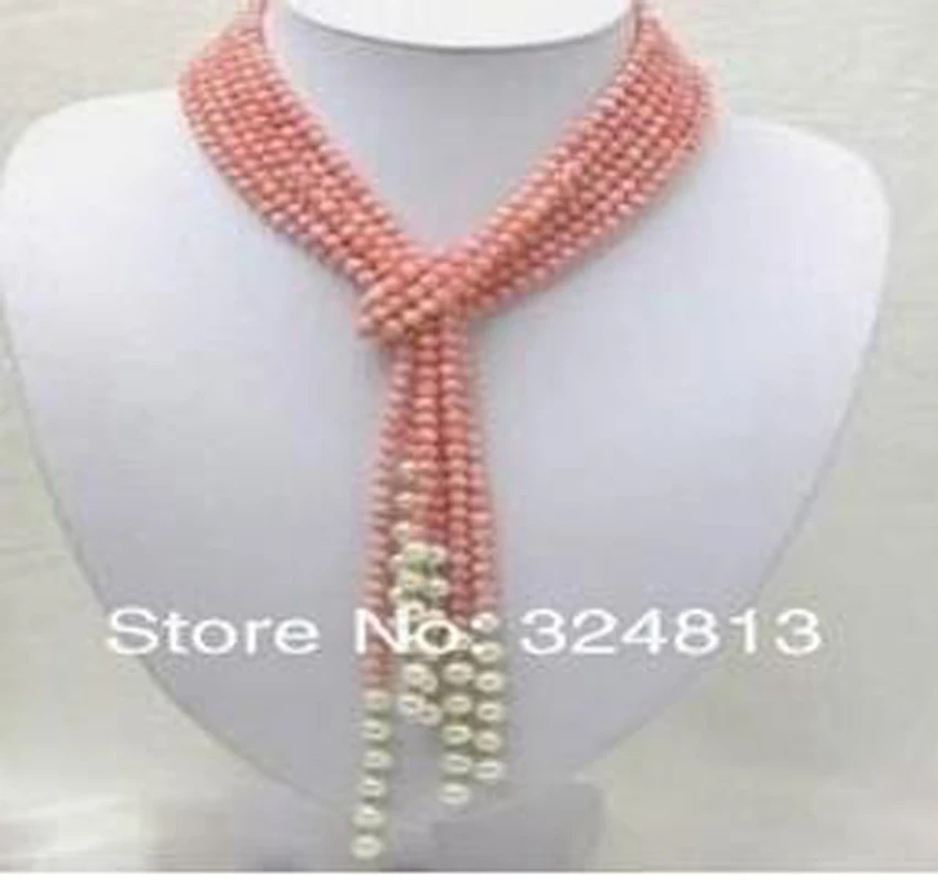 

Jxryxrth Women 2019 New Fashion 50 inch Pink Coral Freshwater Pearl Necklace'' jewelry gifts
