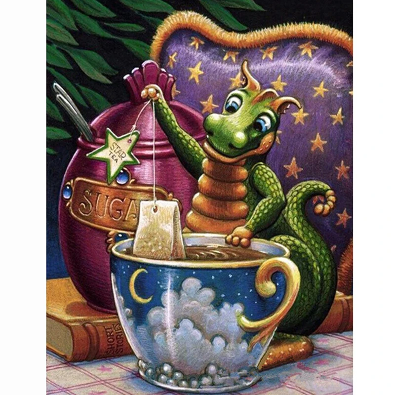 3D Full Diamond Embroidery Home Decor Diamond Mosaic Painting Pasted Picture Square Diamond Painting Cross Stitch Make Tea